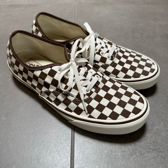 Vans Authentic Checkerboard Shoe. Brown / White - Picture 2 of 6